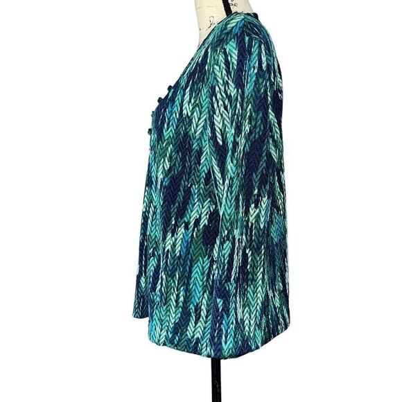 Bon Worth aqua blouse medium petite - Picture 2 of 6